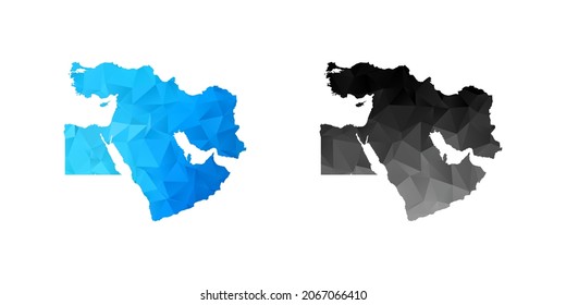 Vector polygon set couple black and blue of map Middle East