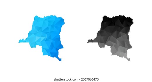 Vector polygon set couple black and blue of map Congo