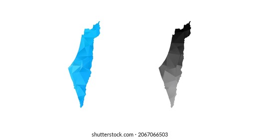 Vector polygon set couple black and blue of map Israel