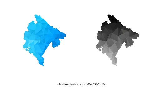 Vector polygon set couple black and blue of map Montenegro