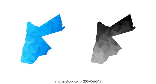 Vector polygon set couple black and blue of map Jordan
