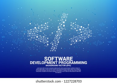 Vector Polygon software development programming tag icon with dot connect line. Concept for Programming language technology and coding.