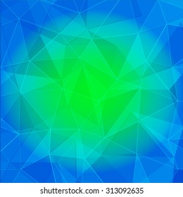 Vector polygonal abstract background in green and blue shade colour.