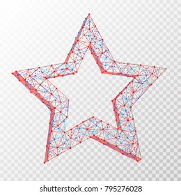 Vector polygonal abstract image of star consisting of dots, points and lines isolated on transparent background. Perfect to use for print layouts, web banners design and other creative projects