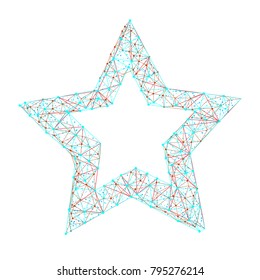 Vector polygonal abstract image of star consisting of dots, points and lines isolated on white background. Perfect to use for print layouts, web banners design and other creative projects