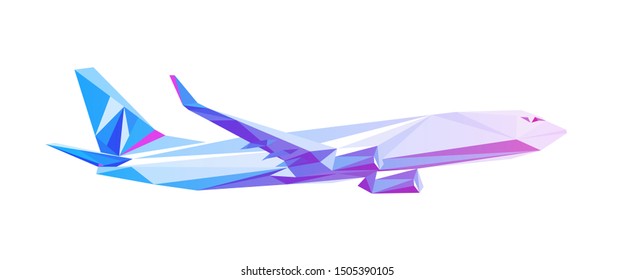 Vector polygonal aircraft. Boeing 737 geometric stylized illustration