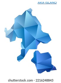 Vector polygonal Aka Island map. Vibrant geometric island in low poly style. Awesome illustration for your infographics. Technology, internet, network concept.