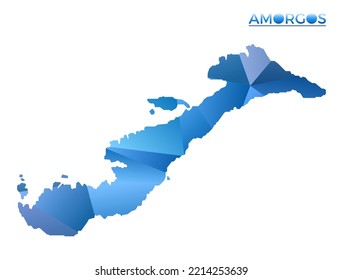 Vector polygonal Amorgos map. Vibrant geometric island in low poly style. Captivating illustration for your infographics. Technology, internet, network concept.