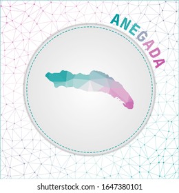 Vector polygonal Anegada map. Map of the island with network mesh background. Anegada illustration in technology, internet, network, telecommunication concept style. Classy vector illustration.