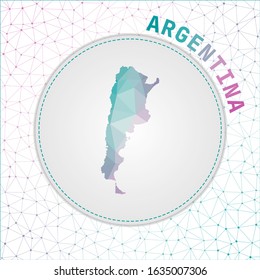 Vector polygonal Argentina map. Map of the country with network mesh background. Argentina illustration in technology, internet, network, telecommunication concept style. Classy vector illustration.