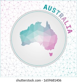 Vector polygonal Australia map. Map of the country with network mesh background. Australia illustration in technology, internet, network, telecommunication concept style. Modern vector illustration.