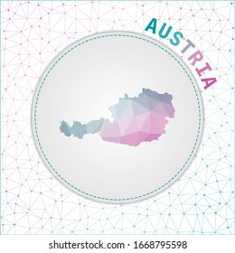 Vector polygonal Austria map. Map of the country with network mesh background. Austria illustration in technology, internet, network, telecommunication concept style. Neat vector illustration.