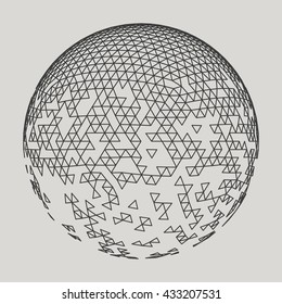 Vector polygonal background. Illustration of abstract background with low poly sphere. Abstract design for banner, poster, flyer.