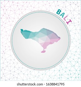 Vector polygonal Bali map. Map of the island with network mesh background. Bali illustration in technology, internet, network, telecommunication concept style. Creative vector illustration.