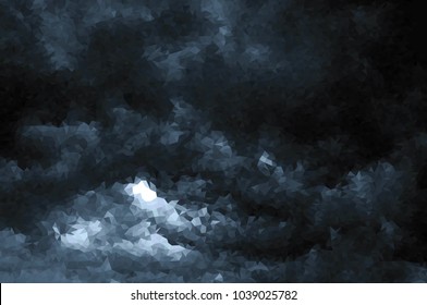 Vector polygonal beautiful storm sky with clouds, apocalypse sky