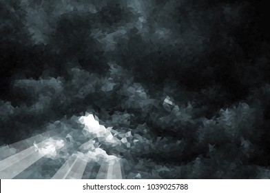 Vector polygonal beautiful storm sky with clouds, apocalypse sky