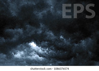 Vector polygonal beautiful storm sky with clouds, apocalypse sky