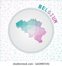Vector polygonal Belgium map. Map of the country with network mesh background. Belgium illustration in technology, internet, network, telecommunication concept style. Stylish vector illustration.