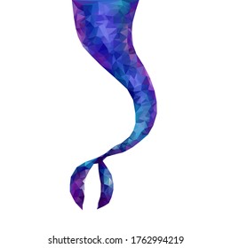 Vector polygonal blue and violet mermaid tail. Crystal  modern geometric low poly illustration. Fairytail creature concept.