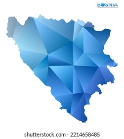 Vector polygonal Bosnia map. Vibrant geometric country in low poly style. Artistic illustration for your infographics. Technology, internet, network concept.