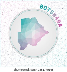 Vector polygonal Botswana map. Map of the country with network mesh background. Botswana illustration in technology, internet, network, telecommunication concept style. Charming vector illustration.