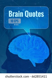 Vector polygonal brain concept illustration on dark blue background