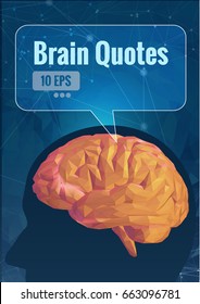 Vector polygonal brain concept illustration on dark blue background