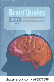 Vector polygonal brain concept illustration on blue background