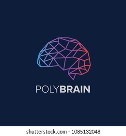 vector polygonal brain illustration  logo template