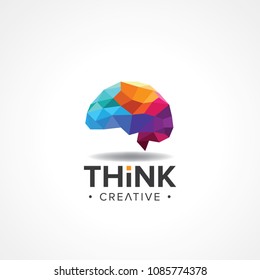 vector polygonal brain illustration  logo template