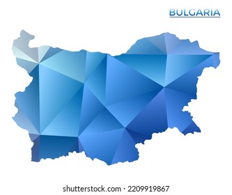 Mapa de Bulgaria polígono vector. Vibrante país geométrico en bajo estilo de poli. Increíble ilustración para tus infografías. Tecnología, Internet, concepto de red.