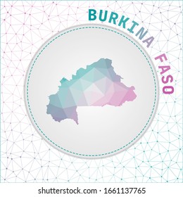 Vector polygonal Burkina Faso map. Map of the country with network mesh background. Burkina Faso illustration in technology, internet, network, telecommunication concept style.