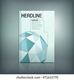 Vector polygonal business brochure cover template. Modern backgrounds for poster, print, flyer, book, booklet, brochure and leaflet design. Editable graphic collection in light blue colors