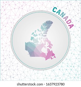 Vector polygonal Canada map. Map of the country with network mesh background. Canada illustration in technology, internet, network, telecommunication concept style. Cool vector illustration.