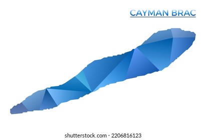 Vector polygonal Cayman Brac map. Vibrant geometric island in low poly style. Astonishing illustration for your infographics. Technology, internet, network concept.