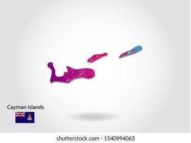 Vector polygonal cayman Islands map. Low poly design. map made of triangles on white background. geometric rumpled triangular low poly style gradient graphic, line dots, UI design.