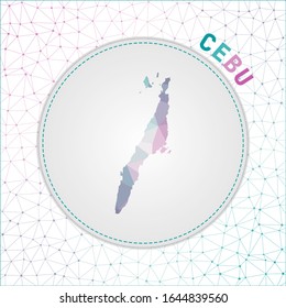 Vector polygonal Cebu map. Map of the island with network mesh background. Cebu illustration in technology, internet, network, telecommunication concept style. Attractive vector illustration.