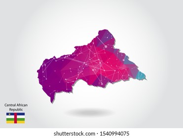 Vector polygonal central African Republic map. Low poly design. map made of triangles on white background. geometric rumpled triangular low poly style gradient graphic, line dots, UI design.