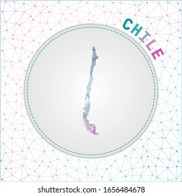 Vector polygonal Chile map. Map of the country with network mesh background. Chile illustration in technology, internet, network, telecommunication concept style. Elegant vector illustration.