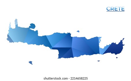 Vector polygonal Crete map. Vibrant geometric island in low poly style. Cool illustration for your infographics. Technology, internet, network concept.