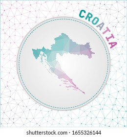 Mapa de Croacia polígonal vectorial. Mapa del país con fondo de red. Ilustración croata en tecnología, internet, red, estilo concepto de telecomunicaciones . Ilustración vectorial cautivadora.