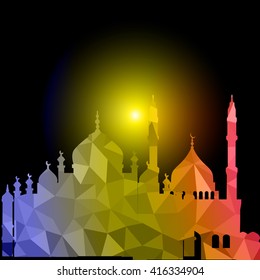 Vector Polygonal Crystal Mosque. 