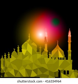 Vector Polygonal Crystal Mosque. 