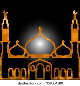 Vector Polygonal Crystal Mosque /Ramadan Kareem Colorful Mosaic 
