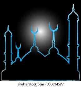 Vector Polygonal Crystal Mosque /Ramadan Kareem Colorful Mosaic
