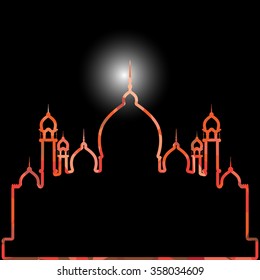 Vector Polygonal Crystal Mosque /Ramadan Kareem Colorful Mosaic