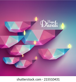 Vector Polygonal Diwali Diya (Oil Lamp).