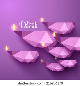 Vector Polygonal Diwali Diya (Oil Lamp).