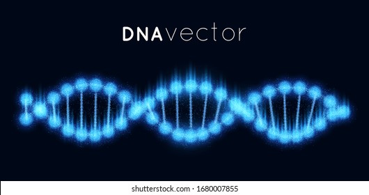 Vector Polygonal DNA structure molecule helix, spiral on blure background. Medical science, chemistry biology, genetic biotechnology. Corona virus