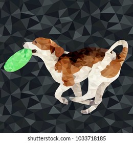 Polygonale Vektorhunde Silhouetten. Hundespiele und Spaß im Freien